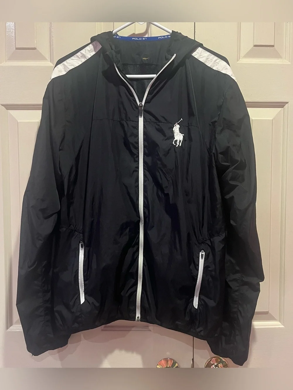 Polo Ralph Lauren 67 Performance Big Pony Black Windbreaker Jacket Hood size L